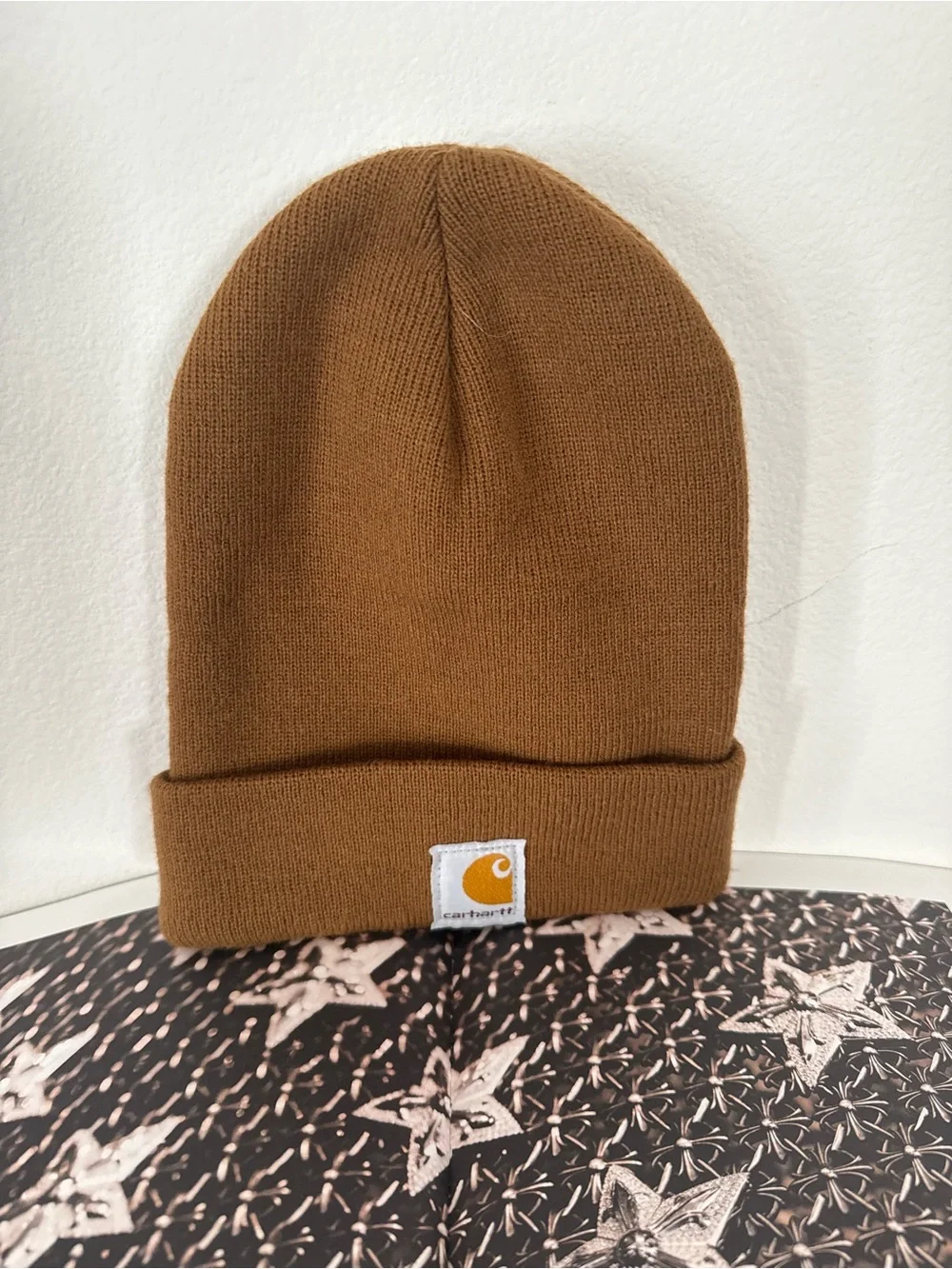 Carhartt Kids Caramel Brown Knit Beanie with Logo Patch